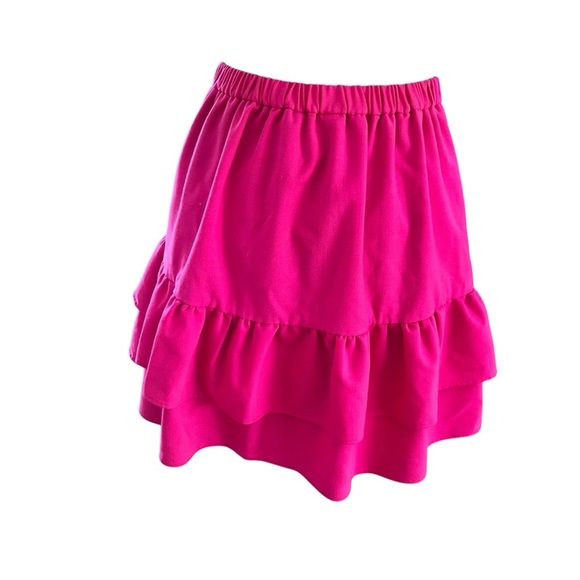 J Crew Bright Pink Tiered Ruffled Wool Mini Skirt Size 2 - Picture 3 of 7